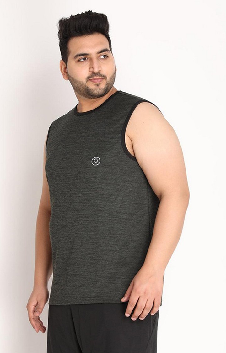 Men's Olive Green Melange Textured Polyester Vest