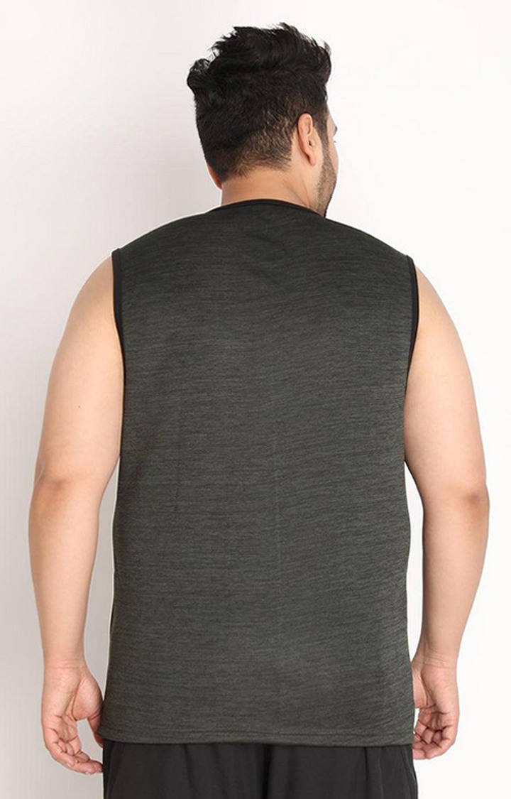 Men's Olive Green Melange Textured Polyester Vest