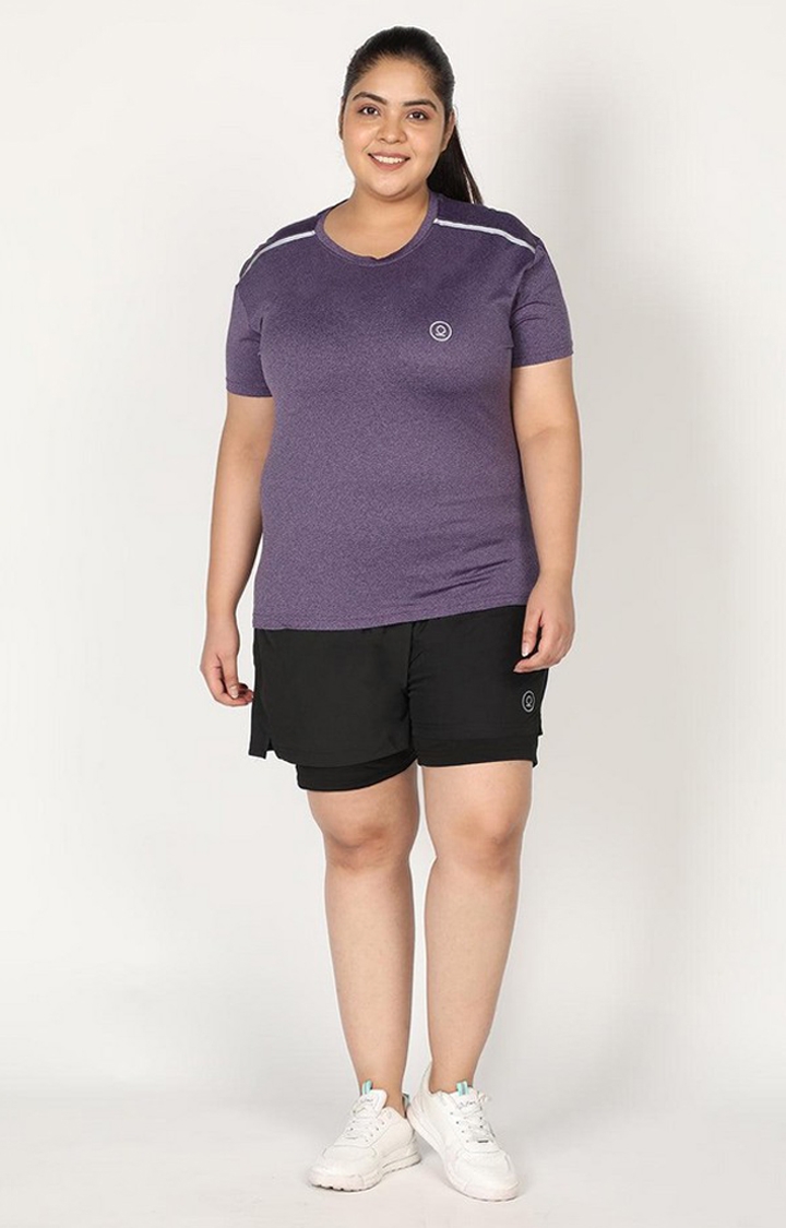 Women's Black Solid Polyester Activewear Shorts