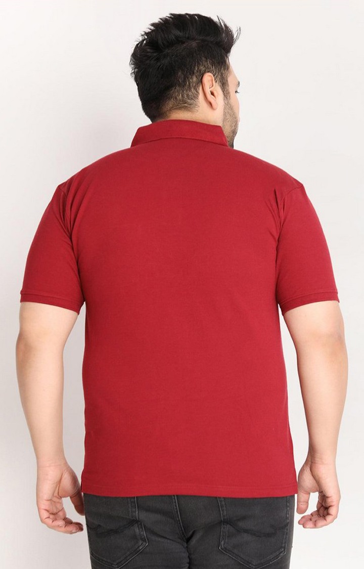 Men's Maroon Solid Polycotton Polo T-Shirt