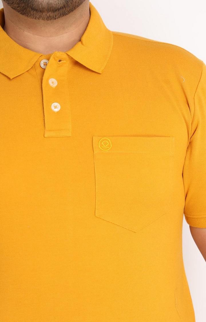 Men's Mustard Yellow Solid Polycotton Polo T-Shirt