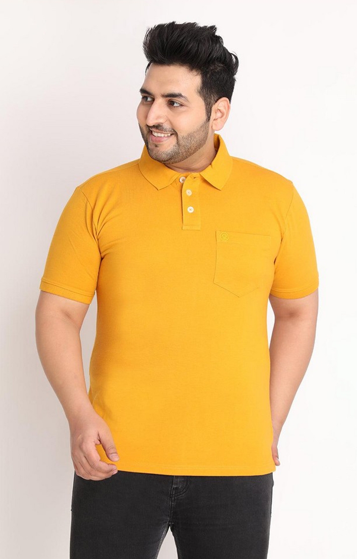 Men's Mustard Yellow Solid Polycotton Polo T-Shirt