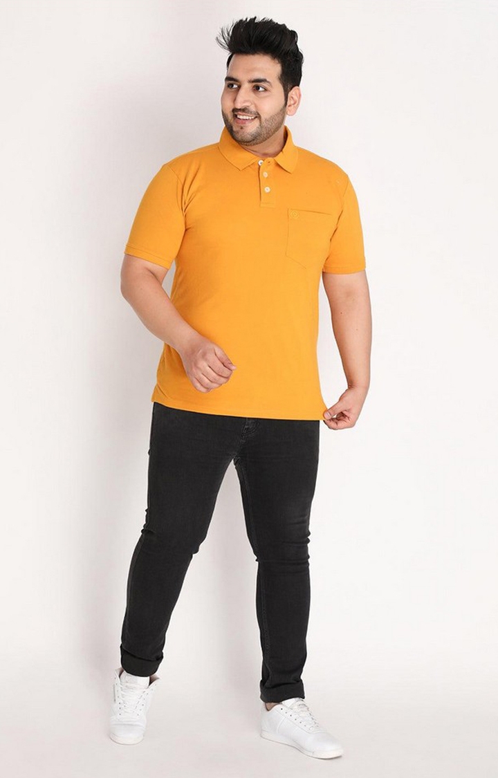 Men's Mustard Yellow Solid Polycotton Polo T-Shirt