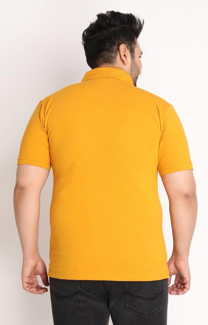 Men's Mustard Yellow Solid Polycotton Polo T-Shirt