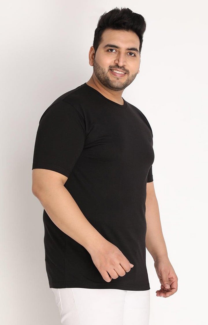 Men's Black Solid Polycotton Regular T-Shirt