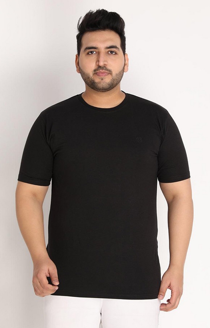 CHKOKKO | Men's Black Solid Polycotton Regular T-Shirt