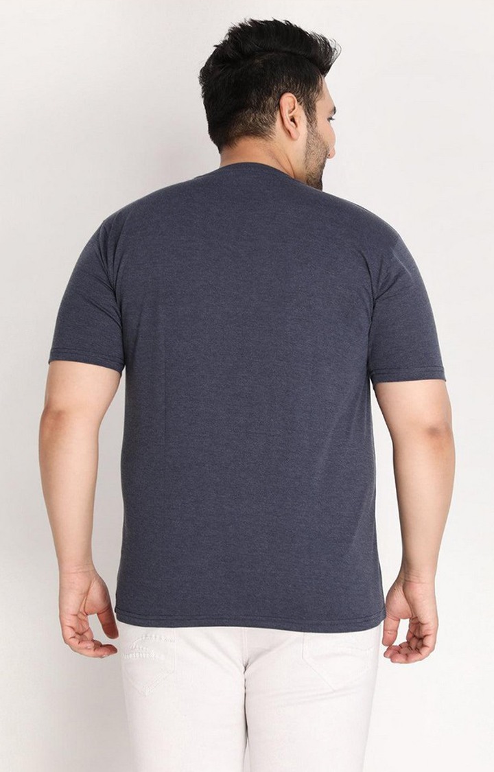 Men's Grey Melange Textured Polycotton Regular T-Shirt