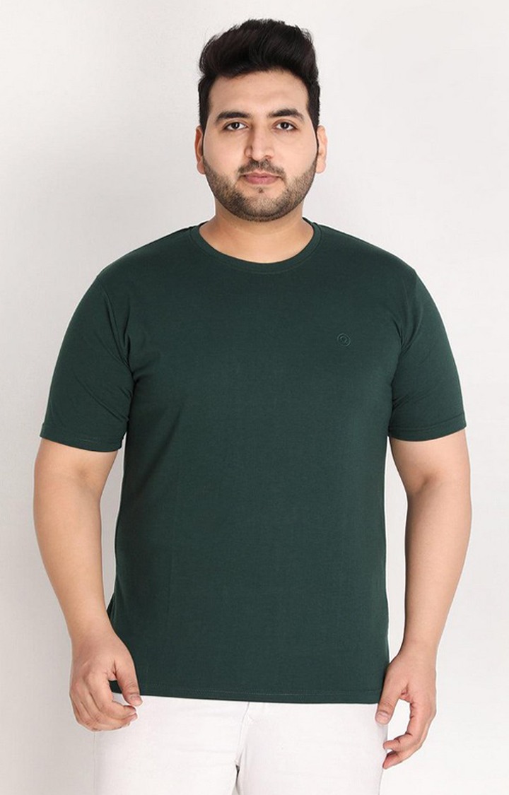 Men's Bottle Green Solid Polycotton Regular T-Shirt