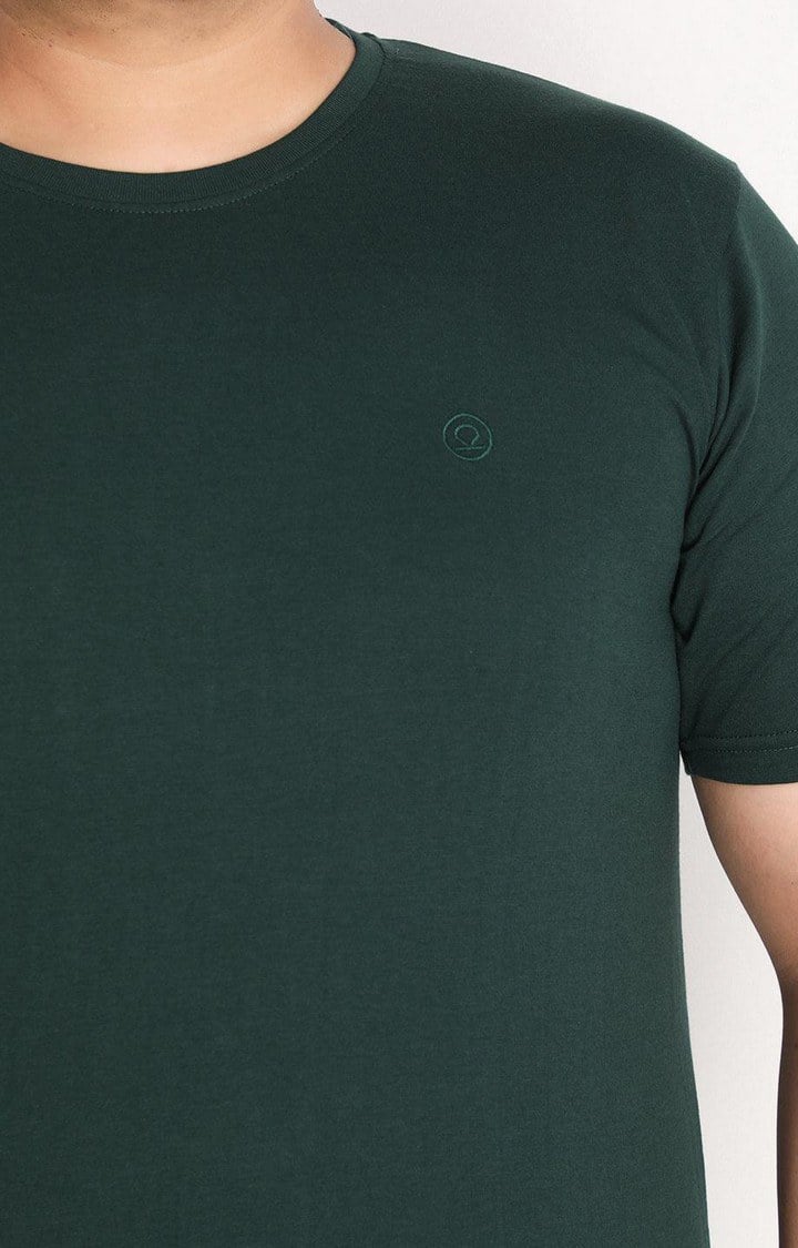 Men's Bottle Green Solid Polycotton Regular T-Shirt