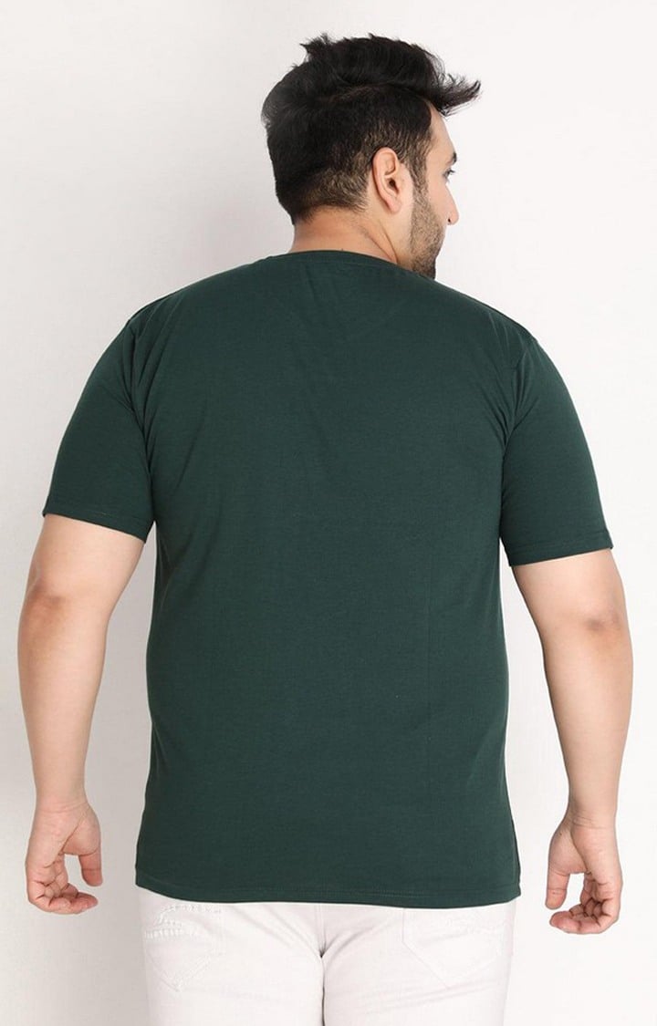 Men's Bottle Green Solid Polycotton Regular T-Shirt