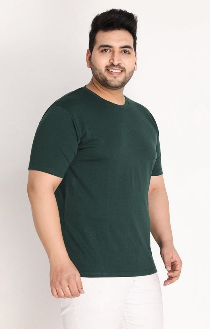 Men's Bottle Green Solid Polycotton Regular T-Shirt