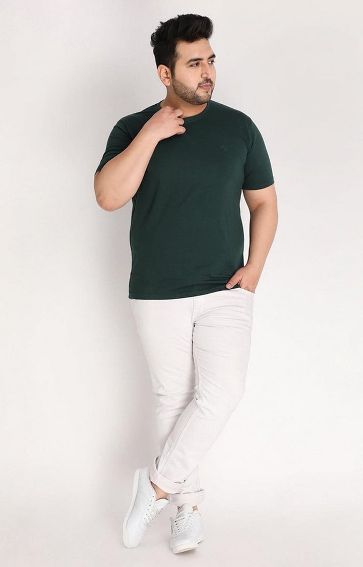 Men's Bottle Green Solid Polycotton Regular T-Shirt