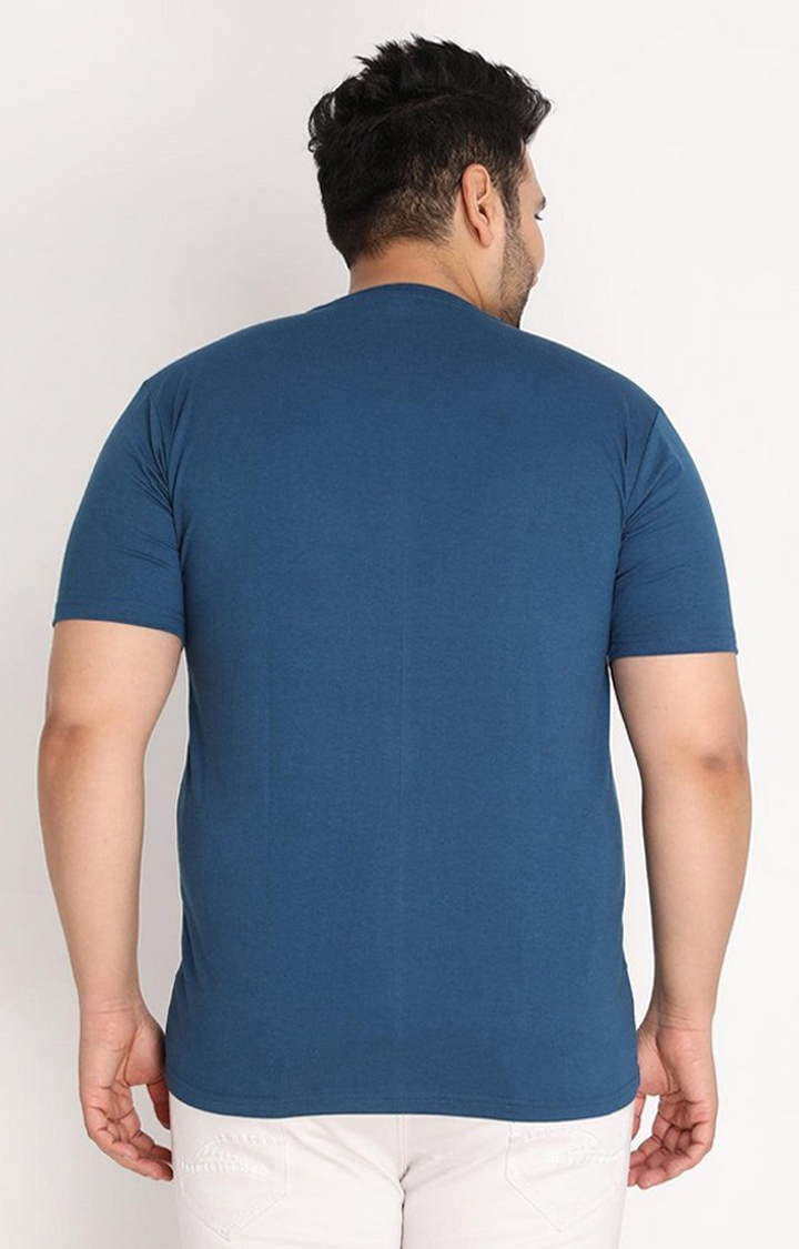 Men's Blue  Solid Polycotton Regular T-Shirt