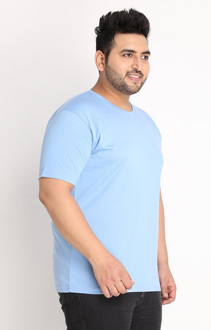 Men's Blue Solid Polycotton Regular T-Shirt