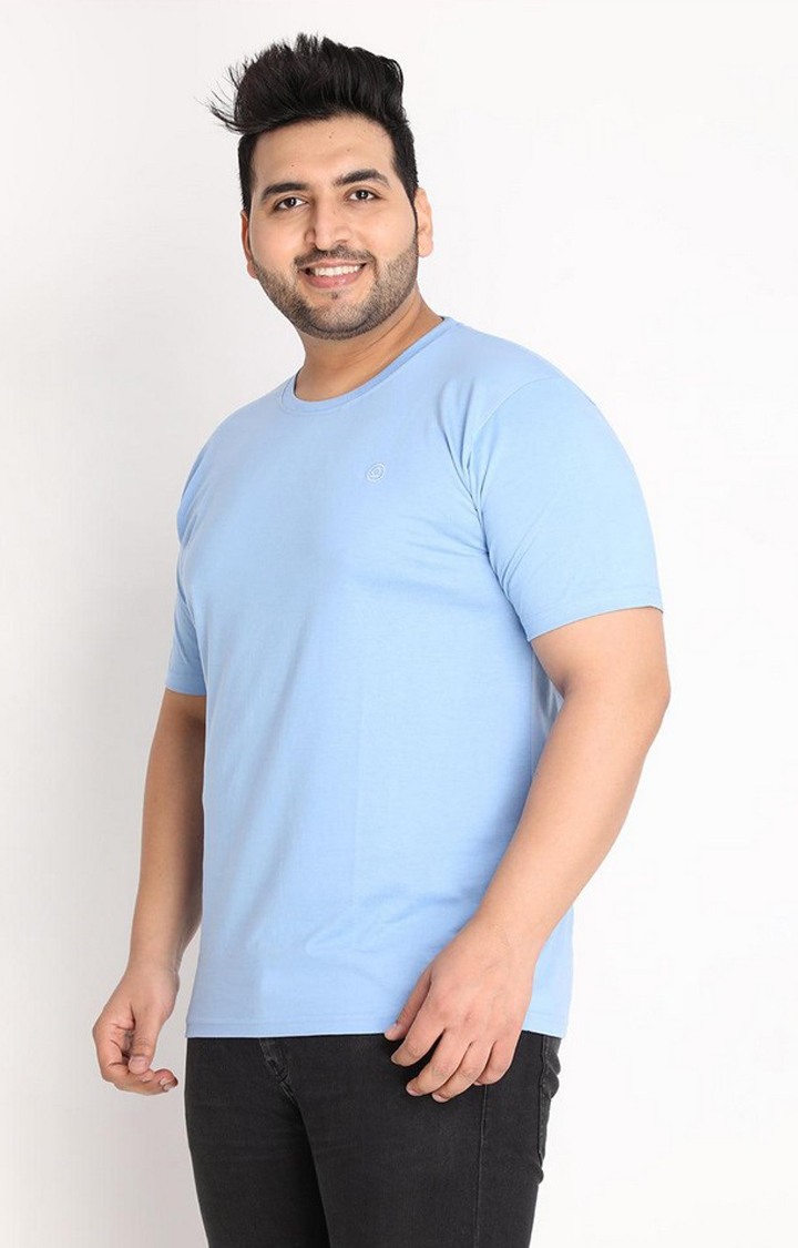 Men's Blue Solid Polycotton Regular T-Shirt