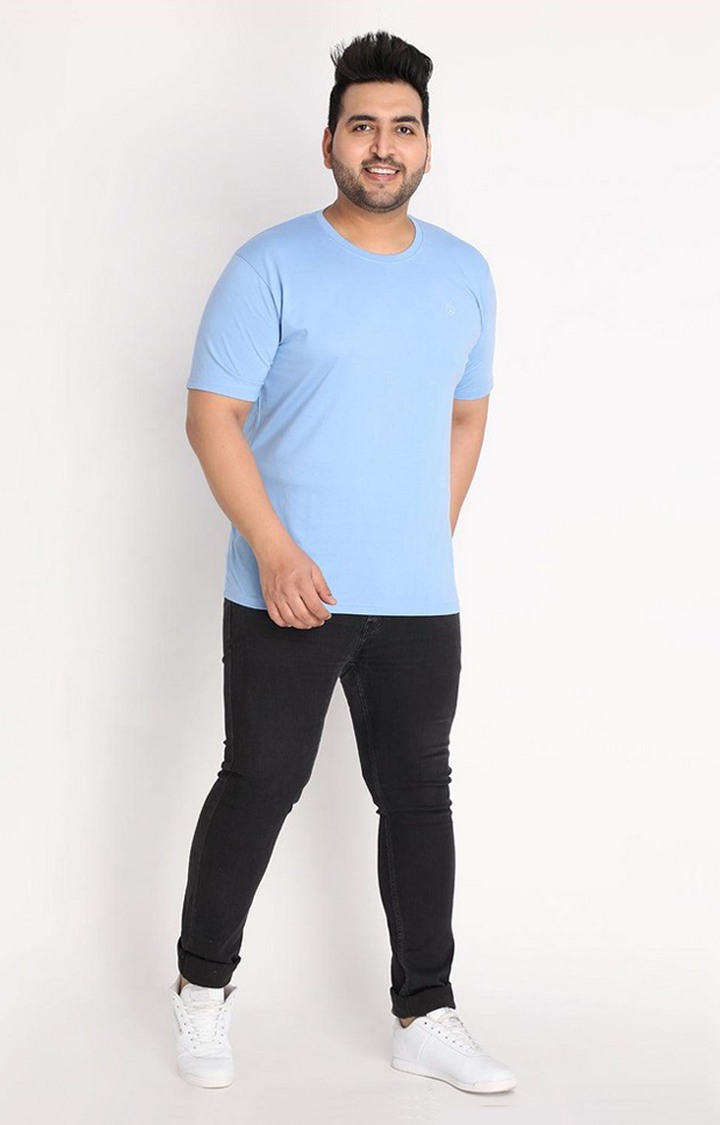 Men's Blue Solid Polycotton Regular T-Shirt