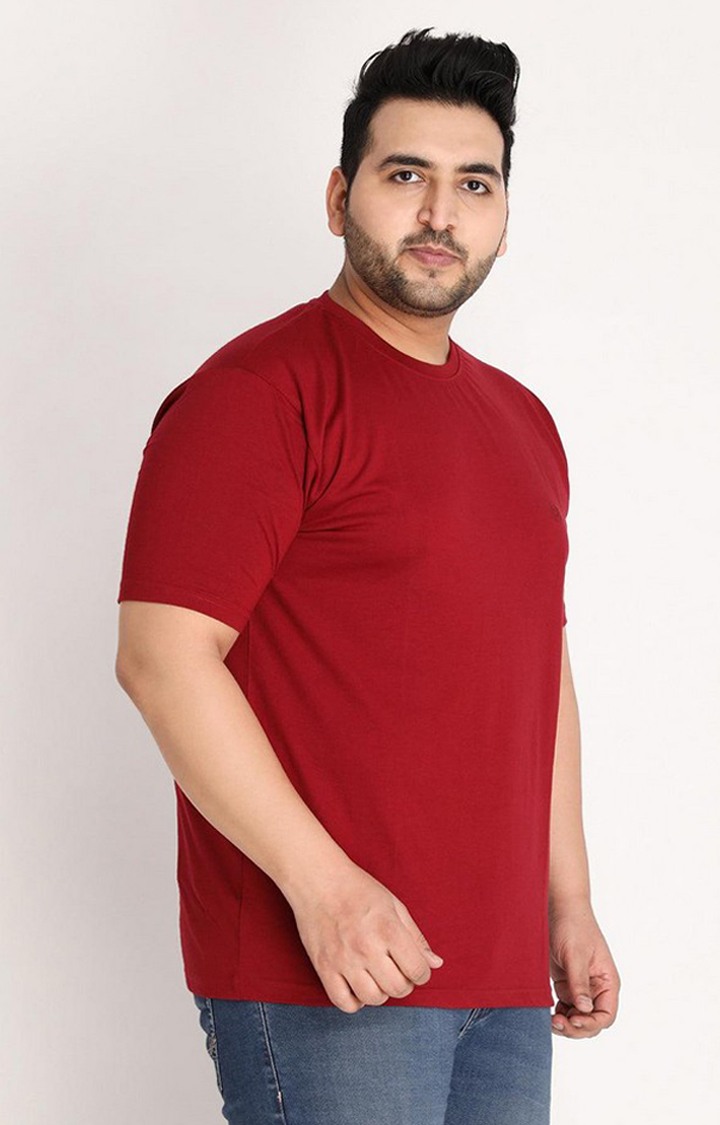 Men's Red Solid Polycotton Regular T-Shirt