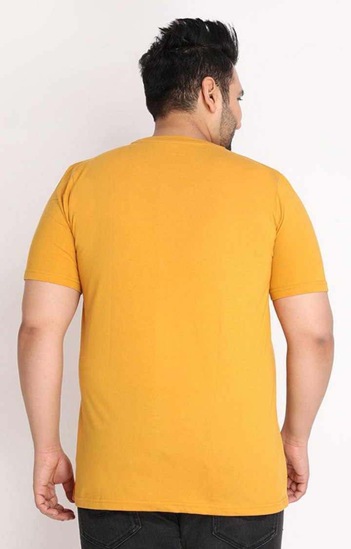 Men's Mustard Yellow Solid Polycotton Regular T-Shirt