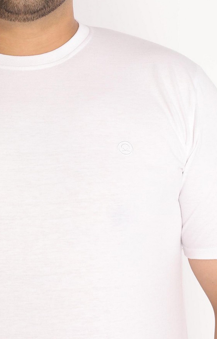Men's White Solid Polycotton Regular T-Shirt