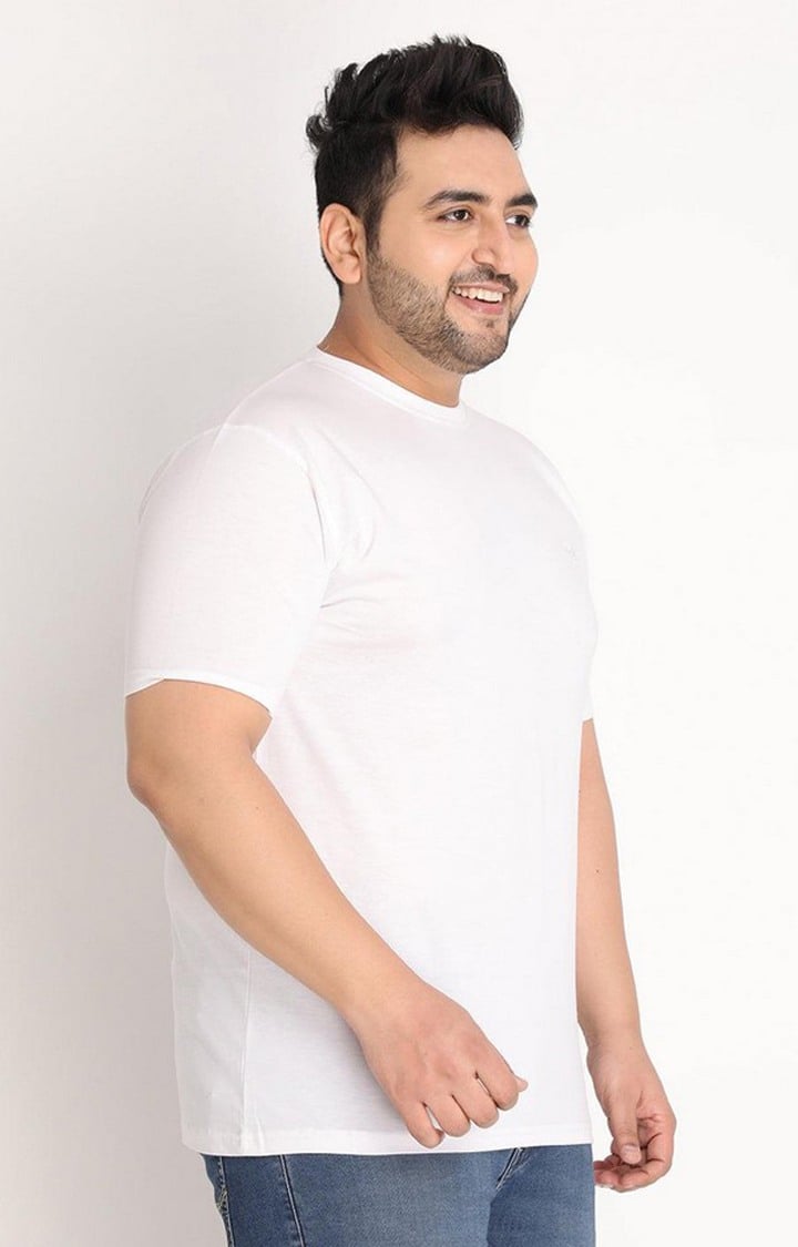 Men's White Solid Polycotton Regular T-Shirt