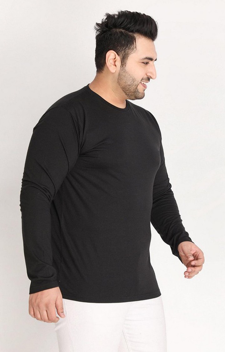 Men's Black Solid Polycotton Regular T-Shirt