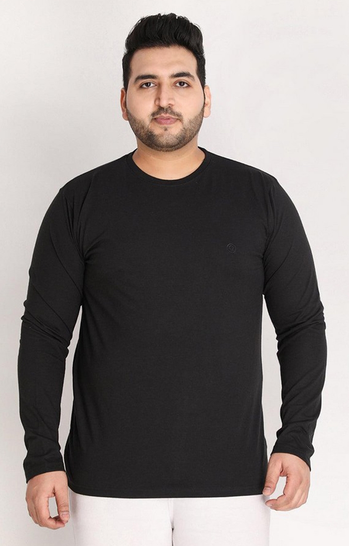 Men's Black Solid Polycotton Regular T-Shirt