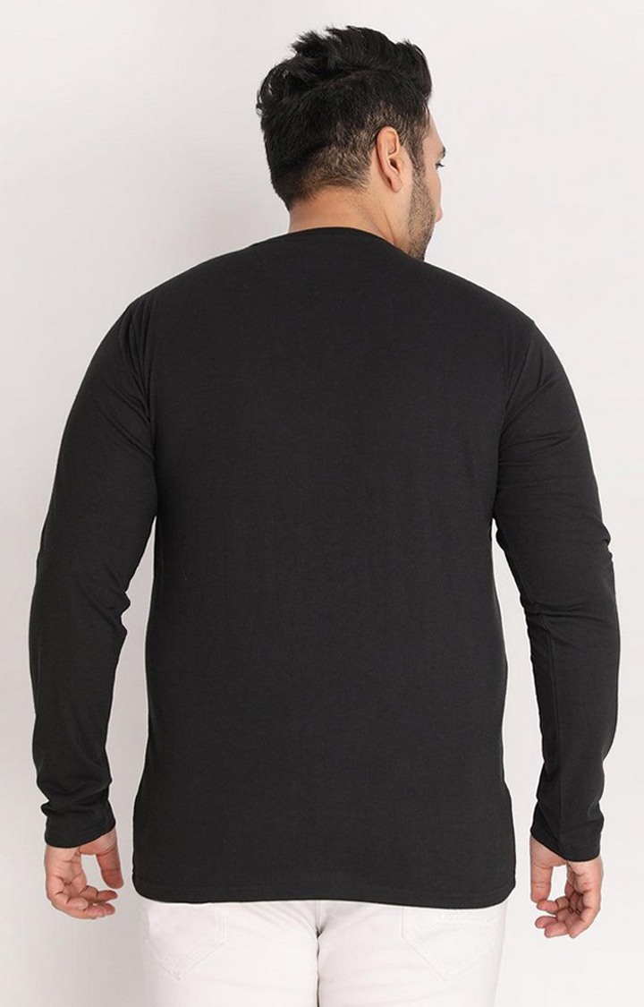 Men's Black Solid Polycotton Regular T-Shirt