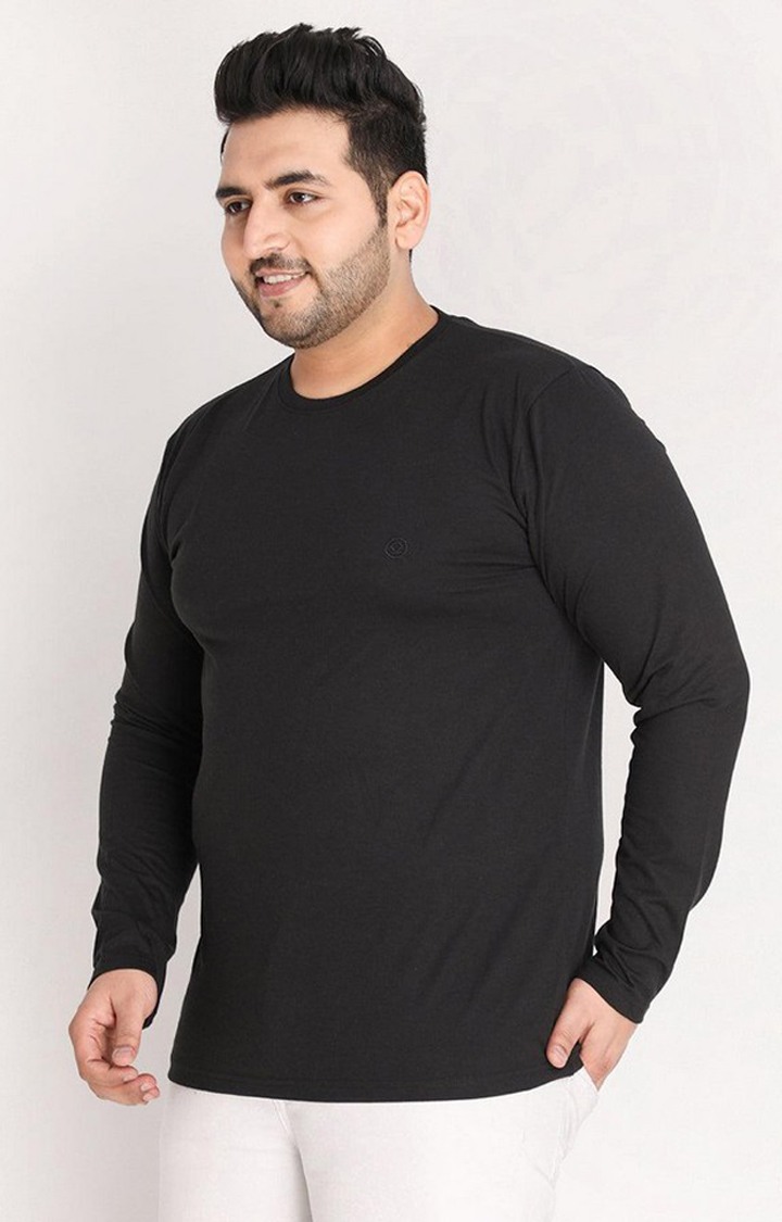 Men's Black Solid Polycotton Regular T-Shirt