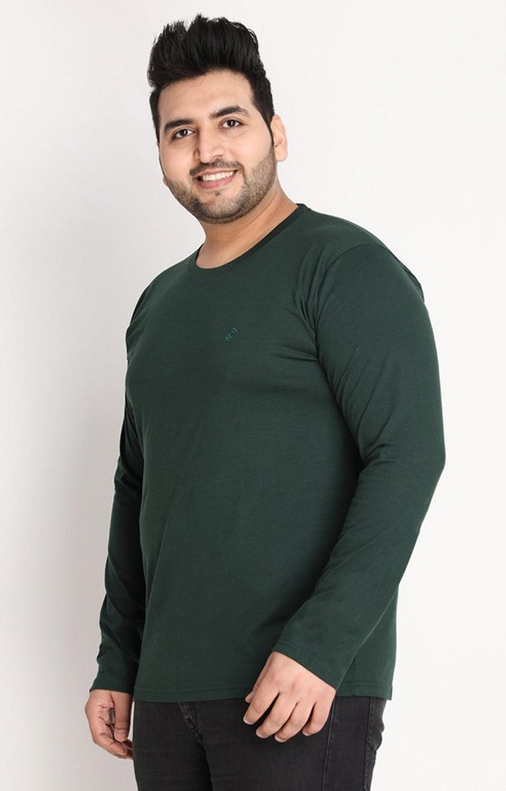 Men's Bottle Green Solid Polycotton Regular T-Shirt