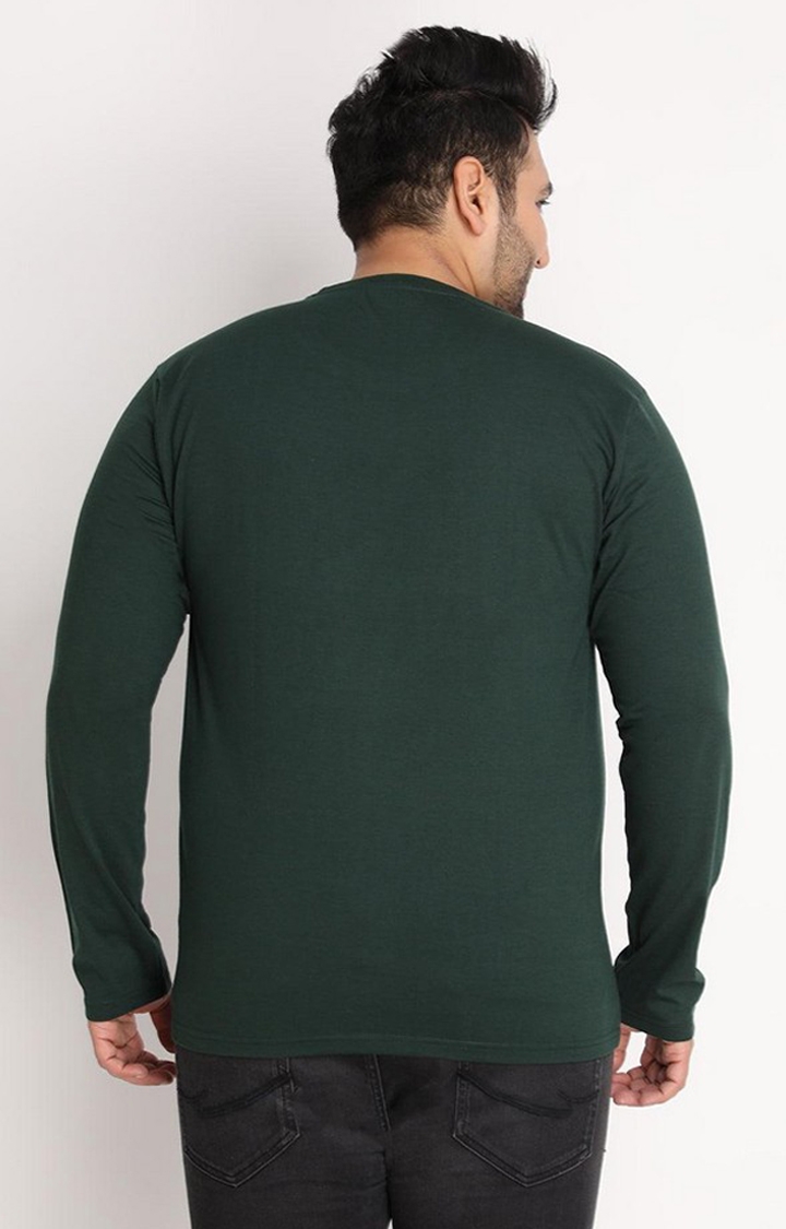 Men's Bottle Green Solid Polycotton Regular T-Shirt