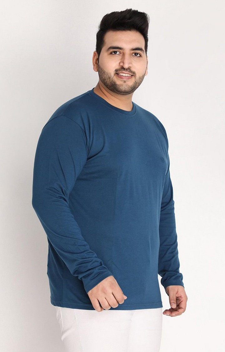 Men's Indigo Solid Polycotton Regular T-Shirt