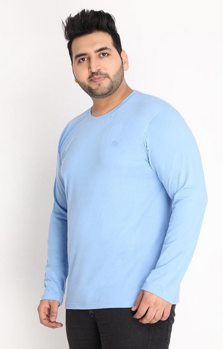 Men's Blue Solid Polycotton Regular T-Shirt