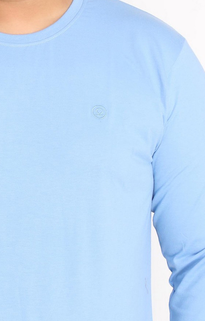 Men's Blue Solid Polycotton Regular T-Shirt