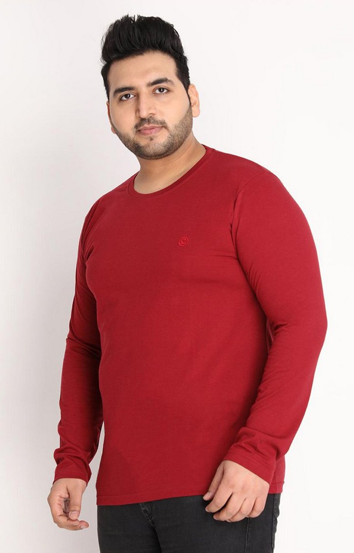 Men's Red Solid Polycotton Regular T-Shirt