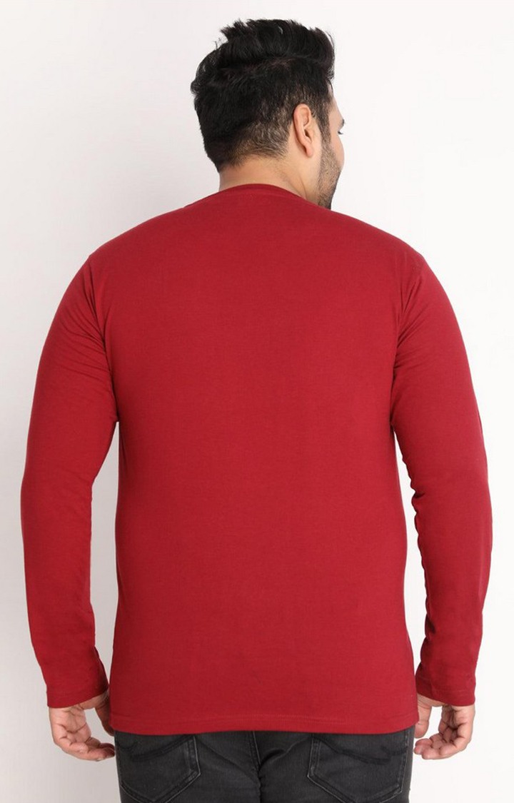 Men's Red Solid Polycotton Regular T-Shirt