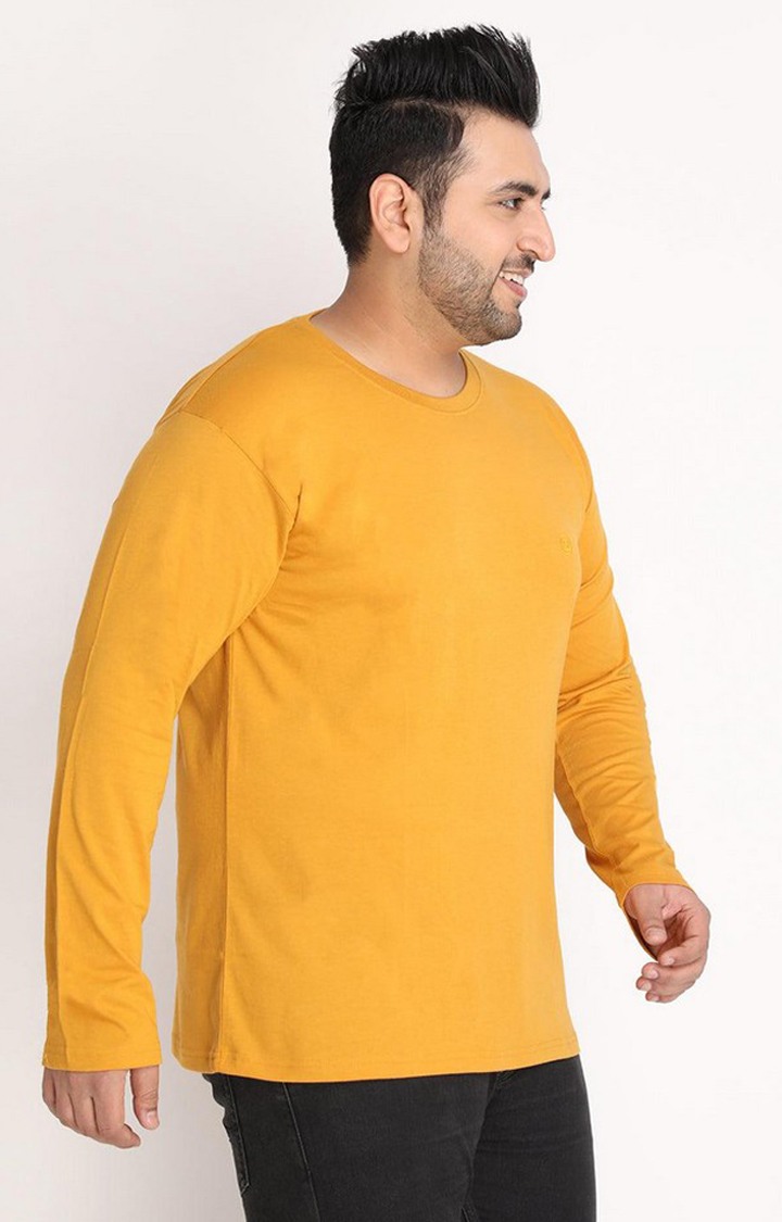 Men's Mustard Yellow Solid Polycotton Regular T-Shirt