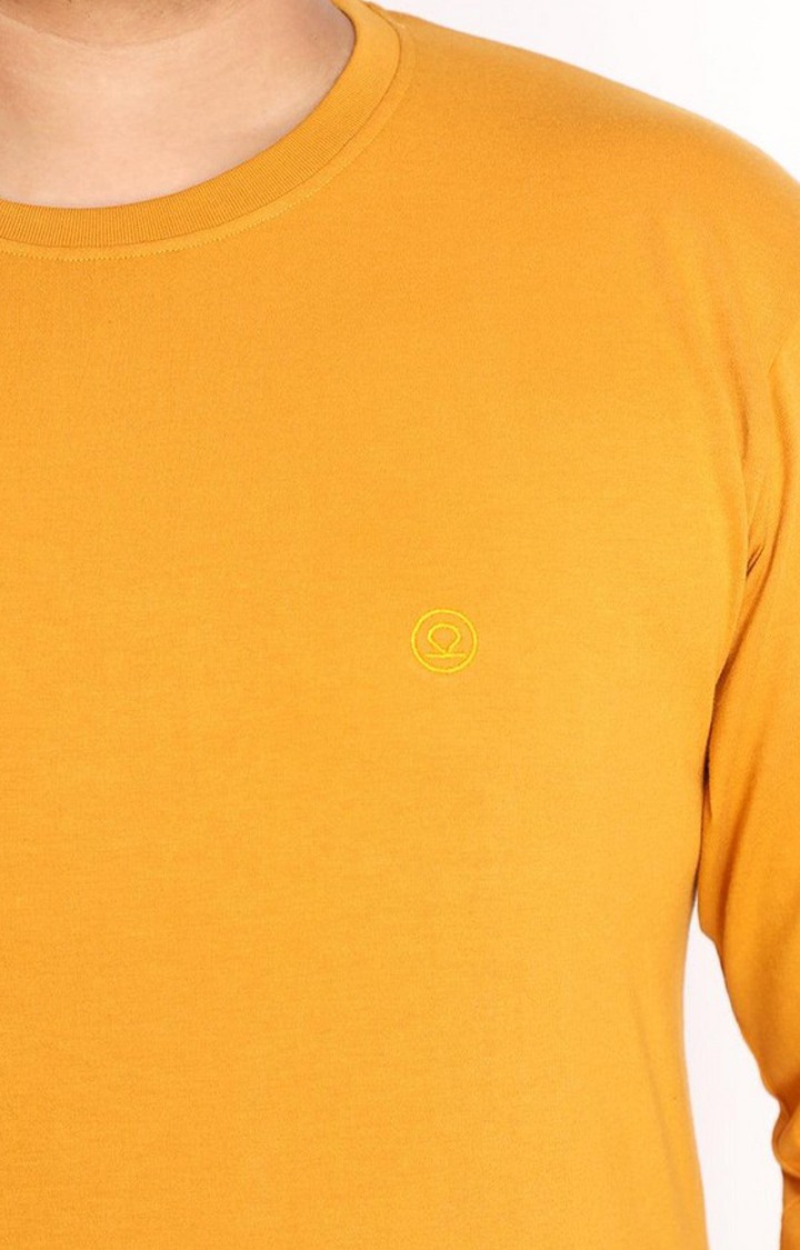 Men's Mustard Yellow Solid Polycotton Regular T-Shirt