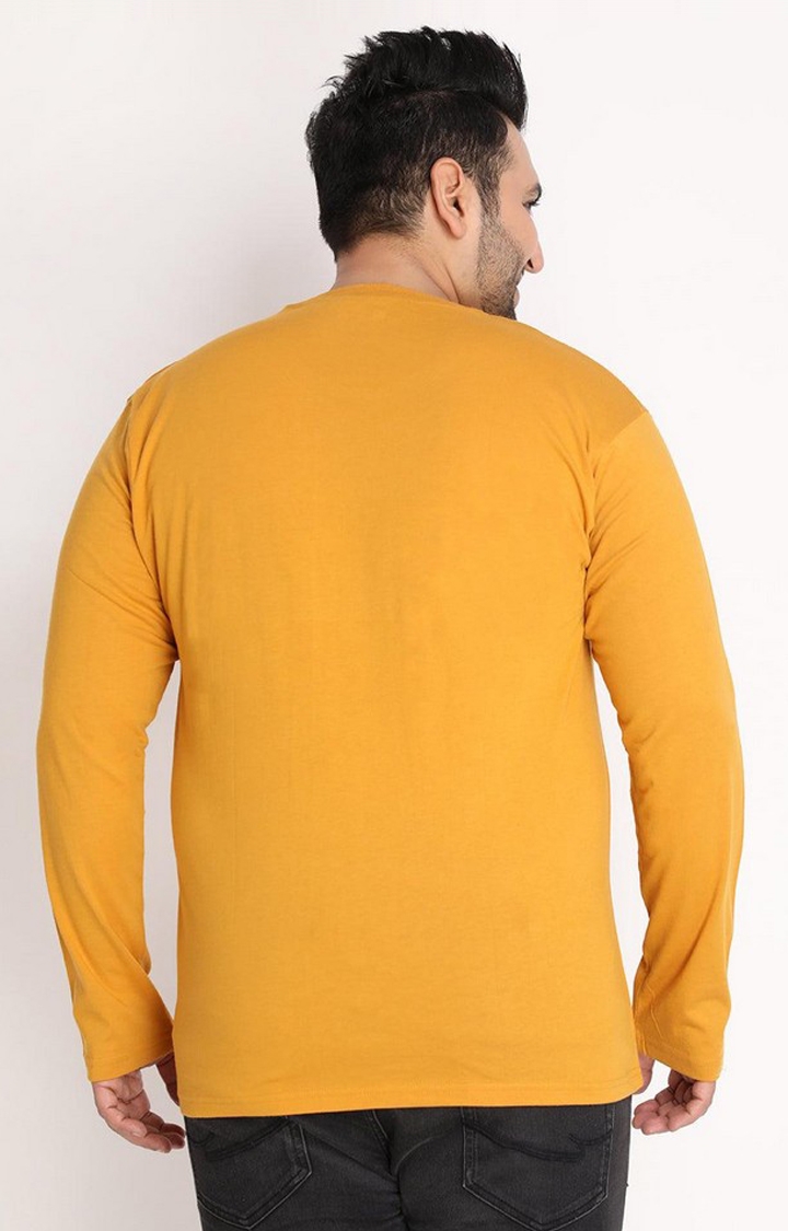 Men's Mustard Yellow Solid Polycotton Regular T-Shirt