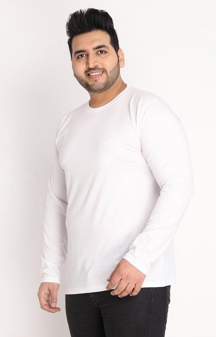 Men's White Solid Polycotton Regular T-Shirt