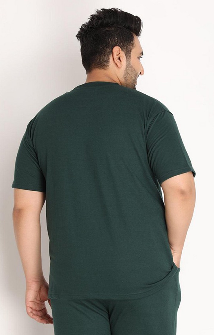 Men's Bottle Green Solid Cotton Oversized T-Shirt