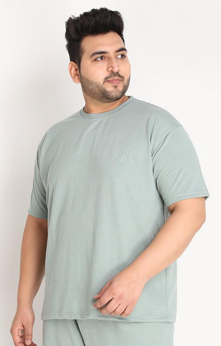 Men's Green Solid Cotton Oversized T-Shirt