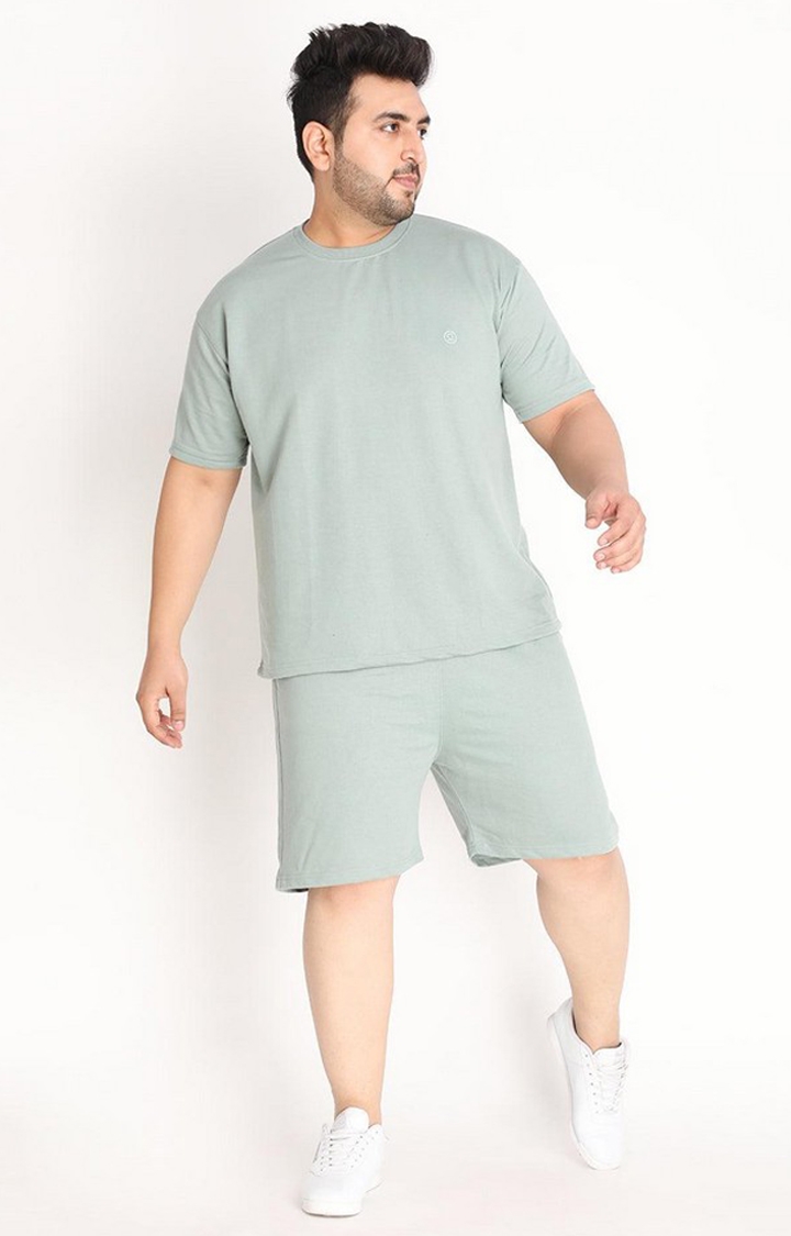 Men's Green Solid Cotton Oversized T-Shirt