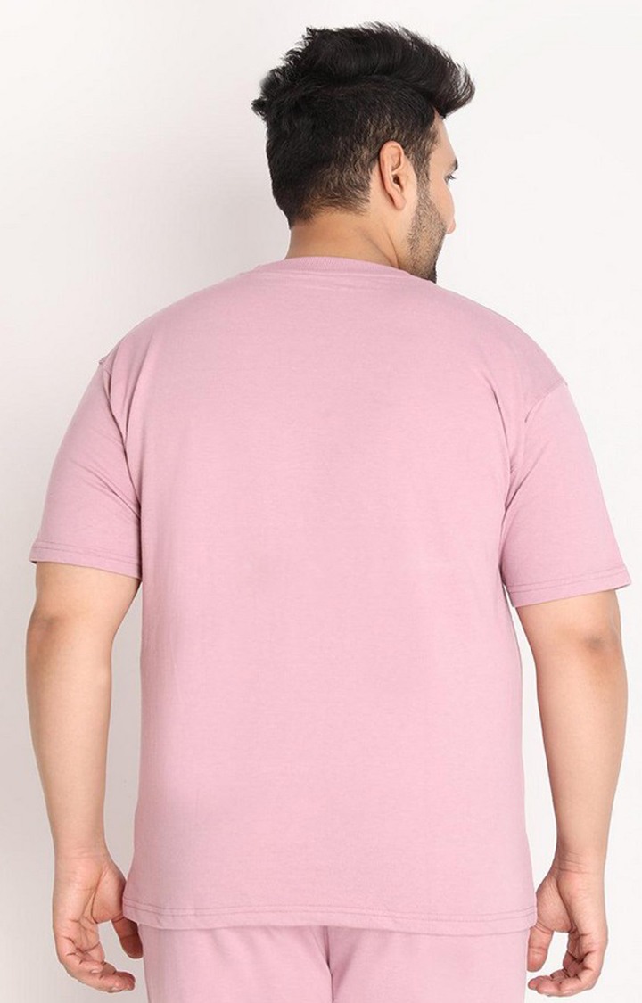 Men's Pink Solid Cotton Oversized T-Shirt