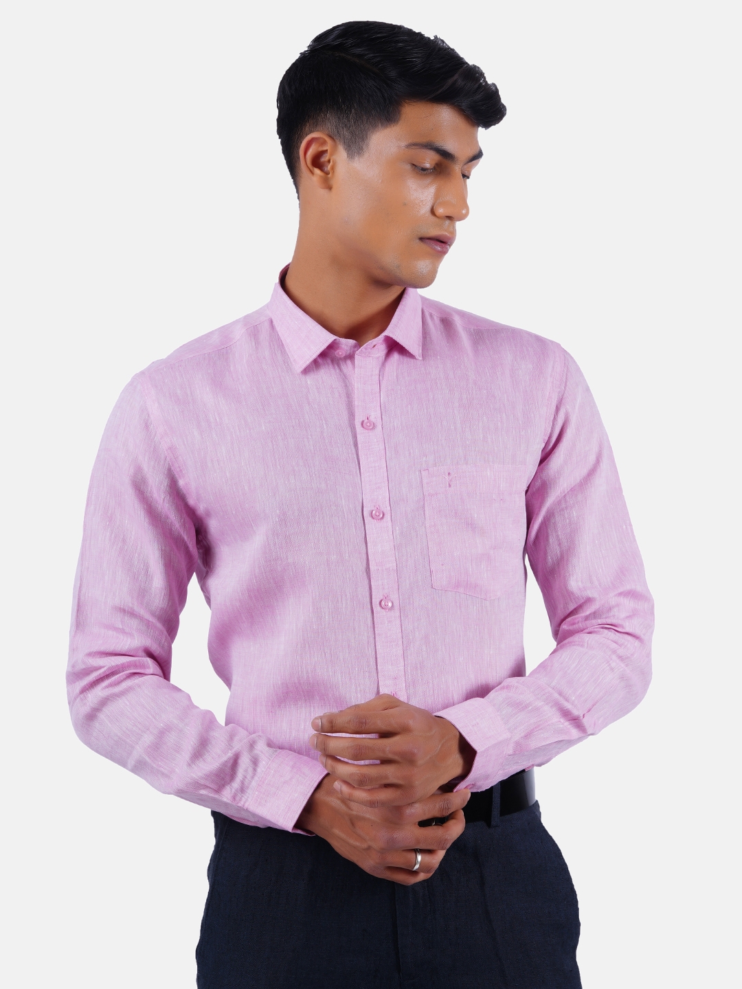 Ramraj Cotton | Ramraj Cotton 100% Pure Linen Solid Smart Fit Shirt 3