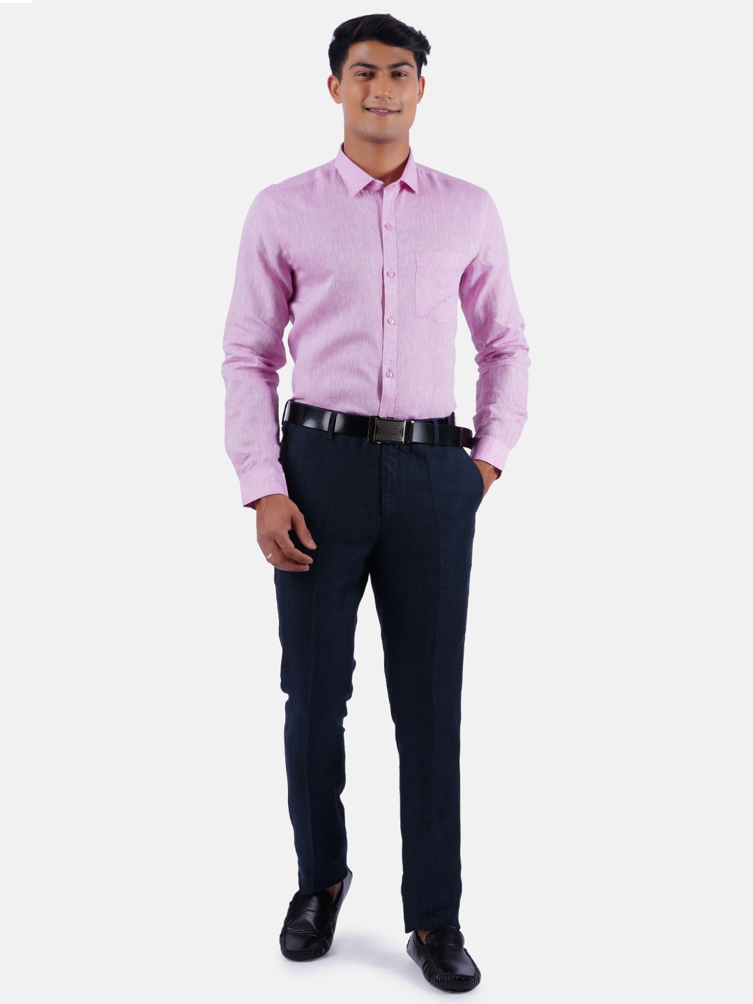 Ramraj Cotton | Ramraj Cotton 100% Pure Linen Solid Smart Fit Shirt 4