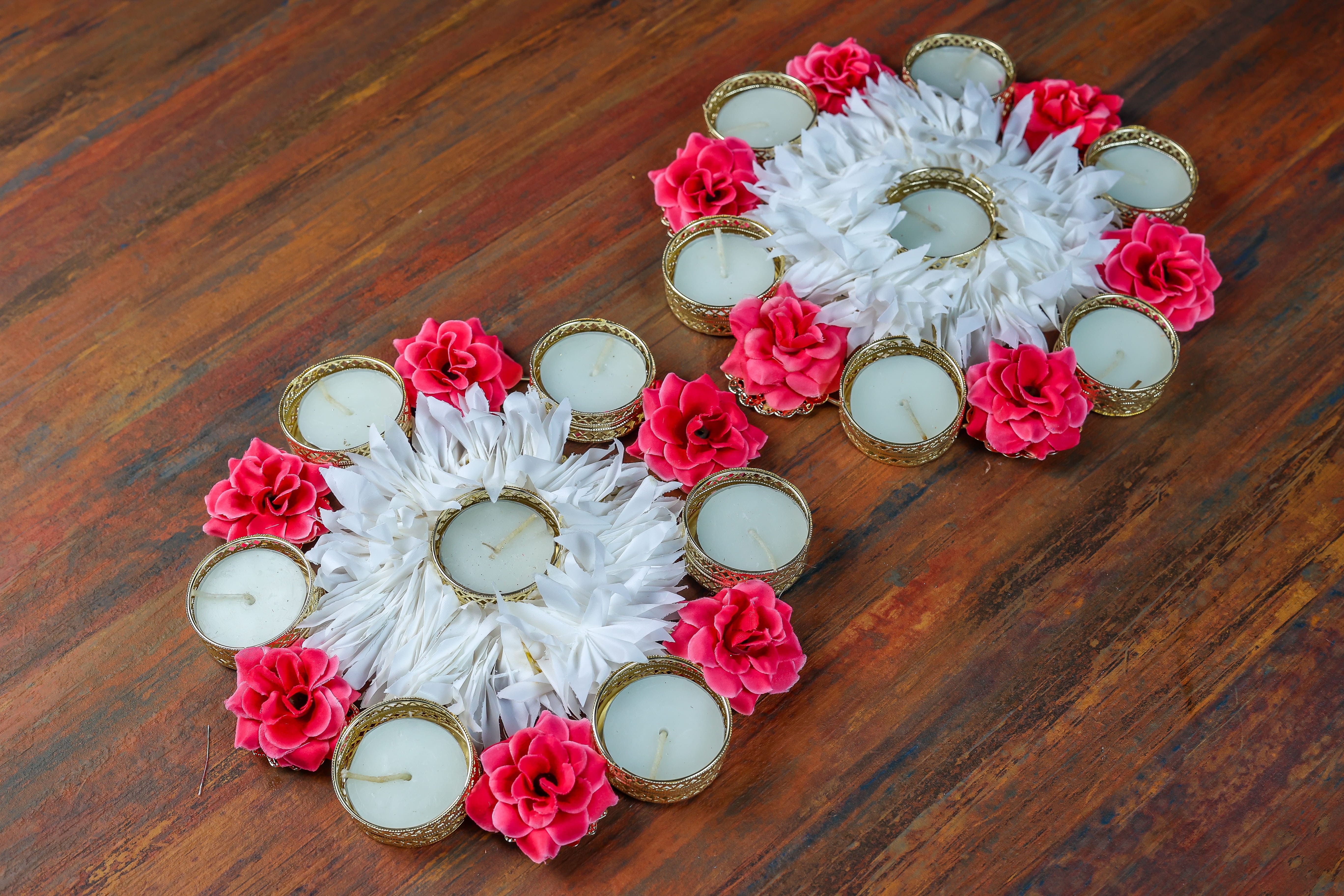 Floral art | 7 Tealight Rose Candle Holder (2Pc) undefined