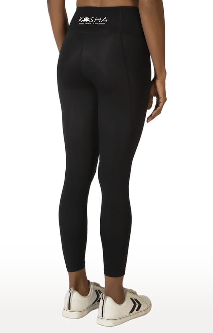 Kosha Yoga Co. | Women's buttR Yoga Pants - Deep Black(Single Pocket) 2