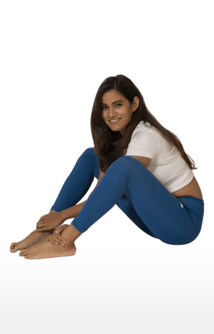 Kosha Yoga Co. | Women's buttR Yoga Pants - Ocean Blue(Single Pocket) 1
