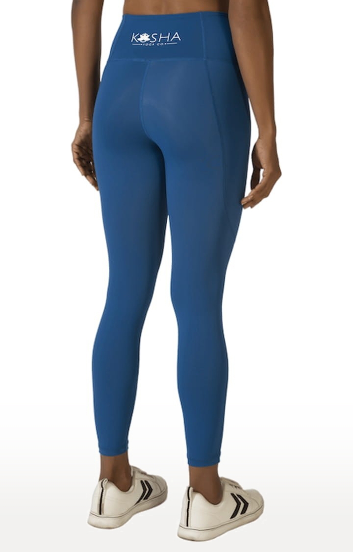 Kosha Yoga Co. | Women's buttR Yoga Pants - Ocean Blue(Single Pocket) 2