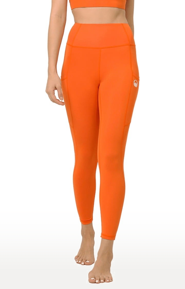 Women's buttR Yoga Pants - Sunset Orange (Double Pocket)